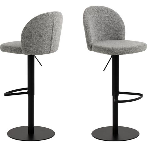 Tabouret de bar en tissu et métal H55-80cm - Gris - COLOBURA (1/5)