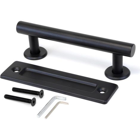Poignée de porte coulissante 30 cm - Bouton de porte - Poignée de garage - Ensemble de poignées pour porte coulissante - Poignées de porte de grange - Robuste - Avec vis - Pour armoire de porte de gar (1/5)