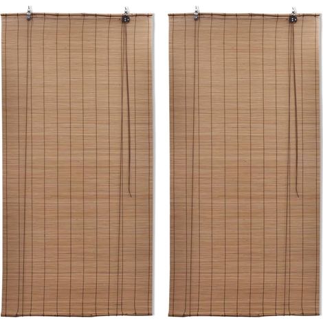 Stores roulants en bambou 2 pcs Marron 120x220 cm