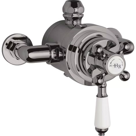 Hudson Reed Topaz Exposed Shower Valve Dual Handle - Brushed Pewter