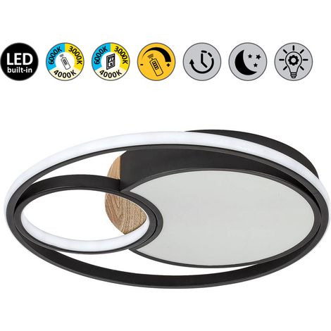 Plafoniera LED 48cm 81W nera rotonda con telecomando (1/5)