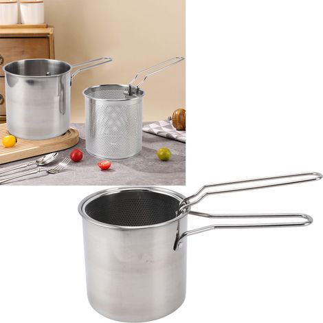 Friteuse avec Panier-Filtre, Pot de Friture en Acier Inoxydable 304, Pot de Friture Profond avec Poignée, pour Frire Fish, Shrimp, Chicken, Fries. (1/5)