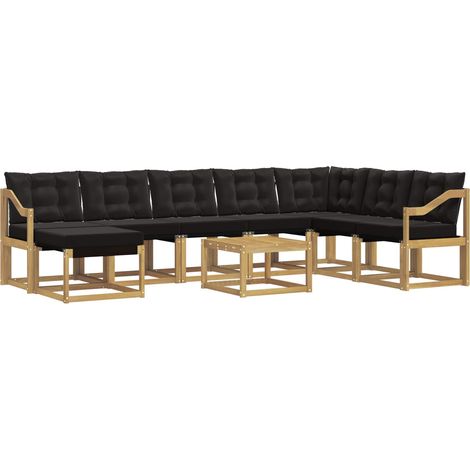 Set di divani da esterno 9 pcs Bianco e Nero vidaXL