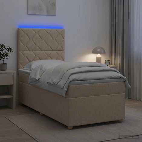 Lit boxspring avec matelas Crème 90 x 200 cm Tissu (1/5)