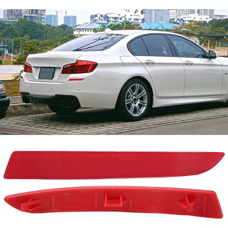 Les réflecteurs de pare-chocs arrière sont une paire, un de chaque côté, et conviennent aux BMW Série 5 F10 LCI 2012-2016 (OE : Gauche : 63147318555 Droite : 63147318556).