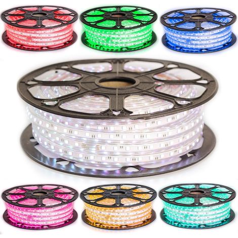 Kit de cinta LED profesional 5050 60 LED/m de 25 o 50 metros RGB impermeable (IP68) con controlador de 220V Longitud: 25 metros
