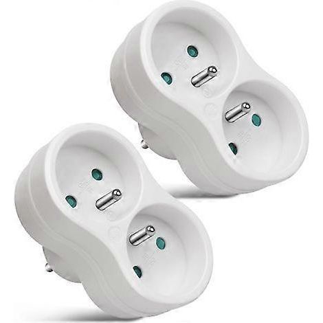 Prise murale double avec verrouillage de sécurité enfant intégré, adaptée aux chambres, bureaux et maisons, 16A, 250V, blanche. (1/5)