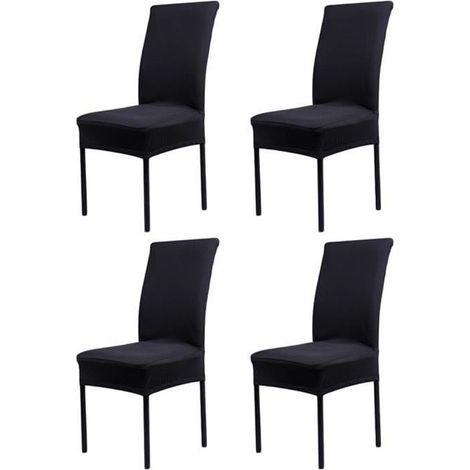 Housses de chaise - POPSPO - Lot de 4 - Noir - Spandex - Décoration facile (1/4)