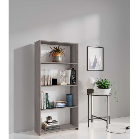KIT LIBRERIA 3 RIPIANI 65X25XH138 CM ROVERE GRIGIO
