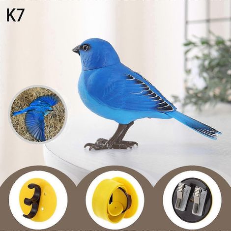 (K7) Oiseau électrique chanteur et gazouillant, jouet oiseau artificiel, mignon jouet interactif et décoratif, activé par le mouvement et le son, fonctionne sur piles. (1/5)