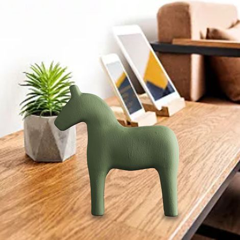 Figurines de chevaux à bascule en bois de style Morandi nordique minimaliste, en gros, pour salon, entrée, décoration intérieure, ornements de bureau, grande taille verte (1/3)
