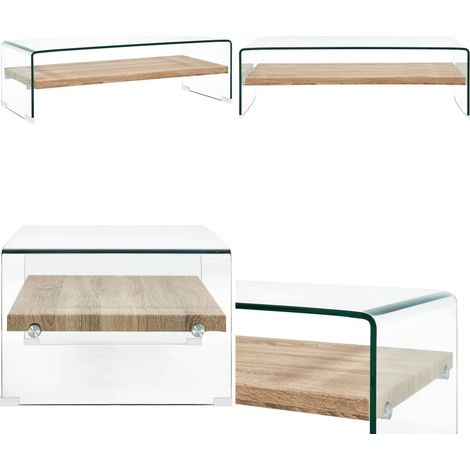 Table basse Clair 98x45x31 cm Verre trempé - Table Basse Design Moderne - Table Basse Contemporaine - Table Basse Vitrée - Table Basse Avec Étagère - Meuble Salle Séjour - Home & Living (1/5)