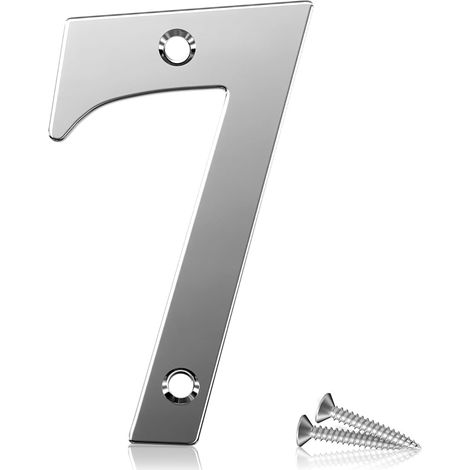 1 Pcs 75mm Hauteur (3 Inch) Numéro de porte chromé boulonné 7 Numéro de maison en acier inoxydable 304, Convient pour les portes avant, en bois, composites, UPVC (1/4)