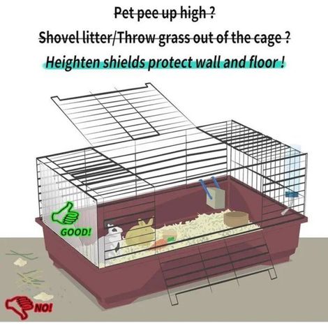 Lot de 6 tapis de cage transparents - 21 x 26 cm - Comprend 100 attaches de câble - Protection contre l'urine pour cage de lapin - (1/5)