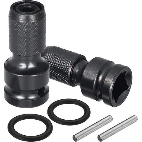 Set aus 2 Adaptern für 1/2-Zoll-Vierkant auf 1/4-Zoll-Sechskantaufnahme, Schnellspannfutter-Konverter für Schlagschrauber und Schraubendreher-Bithalter. (1/5)