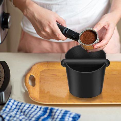 Contenitore per fondi di caffè - Contenitore per fondi di caffè e caffè espresso - Recipiente per fondi di caffè - Scatola per fondi di caffè - Resistente - Antiscivolo - Plastica - Con barra per fond (1/5)
