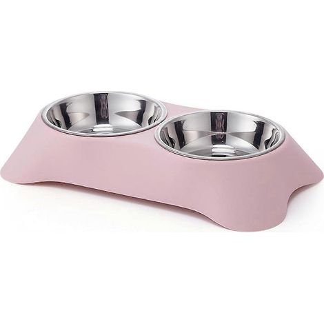 Filiyano-Gamelle double pour chien, gamelle double antidérapante en acier inoxydable avec protection anti-déversement pour petits chiens et chats (S (1/5)