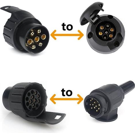 Adaptateur de prise de remorque 7/13 : connecteur 7 broches vers 13 broches pour attelage de voiture, remorque, tracteur, caravane, porte-vélos (1/4)
