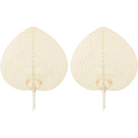 2 Pièces Éventail à Main Tressé en Feuille Artisanal en Bambou pour Décoration Chinoise (1/5)