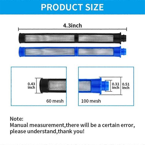 Filtres pour pistolet à peinture sans air 287033 et 287032 pour Contractor II et FTx II, latex 100 mesh et latex 60 mesh (12 pièces) - FFY (1/4)