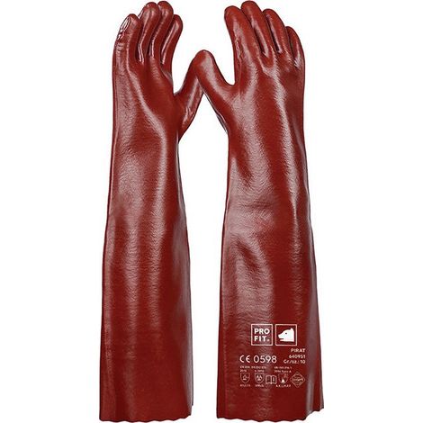 Guanti di protezione chimica pirata misura 10 PVC rosso-marrone EN 388. E (confezione da 6)
