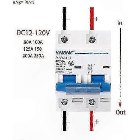 Disjoncteur DC 2P 100A-250A pour systèmes solaires, camping-car et batteries (1/4)