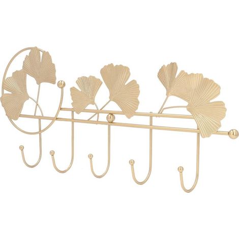 Gancio appendiabiti, in metallo resistente, ampia applicazione, con design a foglia di ginkgo, appendiabiti da parete per chiavi (1/4)