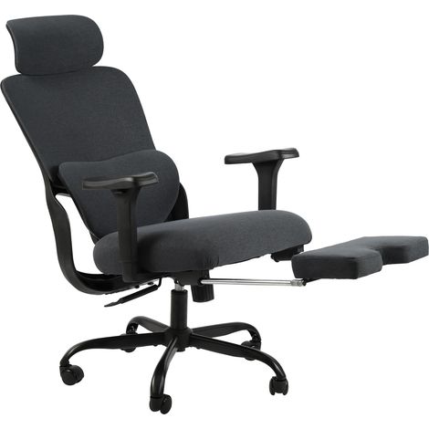 Sedia da ufficio ergonomica girevole con braccioli multifunzionali poggiapiedi estensibile tessuto nero e plastica 100006925