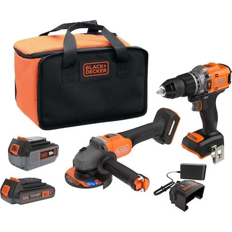 BLACK+DECKER - Set d'outils et accessoires sans fils, batteries et chargeurs, 6 pièces BCK24D1M1SB-QW (1/3)