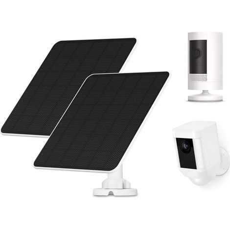Panneau Solaire pour Caméra, 5W Solaire pour Caméra pour Stick Up Cam/Pro Batterie, Spotlight Cam/Plus/Pro, Batterie Pro, Chargeur Solaire pour Caméra avec 9.8ft Cable, 2 Pack (1/5)