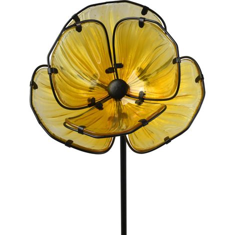 Kaemingk Gartenstecker Blume Glas gelb 91 cm Gartenstecker