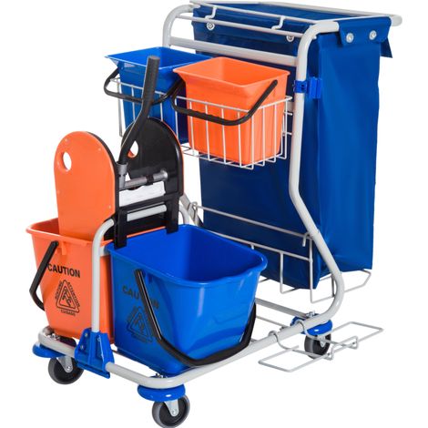Professioneller Reinigungswagen mit 4 Eimern und Mopppresse, 93 x 80 x 97 cm (1/4)