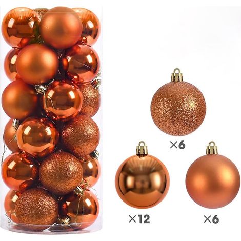 Boules de Noël 24 pièces 3 cm, décorations suspendues pour sapin, ornements festifs pour maison, fête et Nouvel An (1/5)
