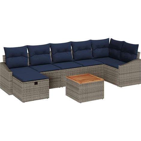 Maison Exclusive - Set Divano da Giardino con cuscino 8 pcs Grigio Poly Rattan (1/5)