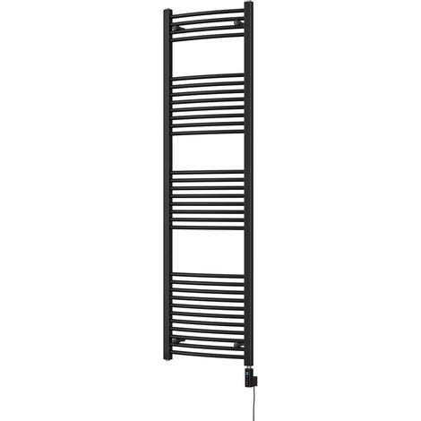 Zennor - Black Electric Towel Rail H1800mm x W500mm Curved 700w Thermostatic WIFI (1/3)
