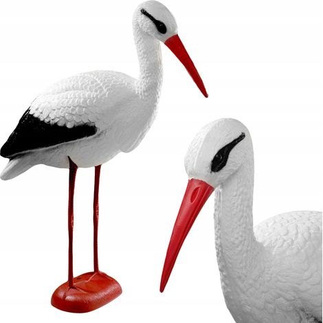 Kadax – Figurine de jardin cigogne debout 78 cm – Plastique résistant aux intempéries – Décoration réaliste pour extérieur – Couleurs tricolores