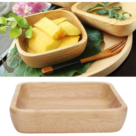 BelleRise - Bol en bois carré – 21 cm – Design épais minimaliste pour riz, salade, fruits secs – maison ou restaurant