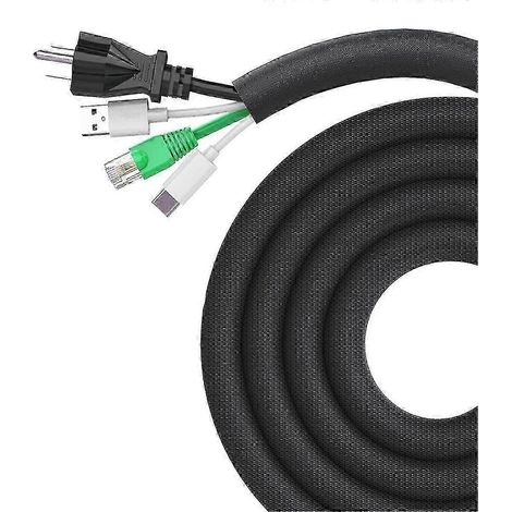 Gaine de protection pour câbles de 3 m (10 pi) compatible avec une gestion facile des câbles, protège les câbles des mordillements des animaux domestiques (1/2 po). (1/5)