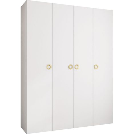 Armario Hartford 554, Blanco, 246x190x42cm, Puertas de armario: Con bisagras, Número de estantes: 16 (1/5)