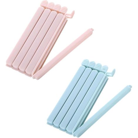 Lot de 10 Pinces fraîcheur, Pinces de fermeture, Pinces à snacks, Pour l'emballage de bonbons et de snacks - 2 tailles - Rose + Bleu (1/5)