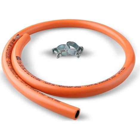 Kit tuyau butane double couche YREGAS de 80 cm de long avec 2 colliers de fixation métalliques