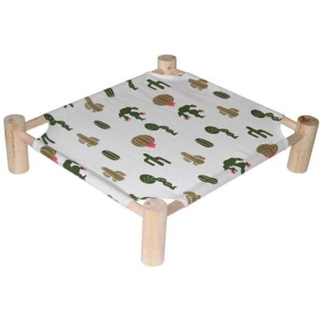 Lit surélevé pour animaux de compagnie, lit de camping surélevé portable, lit pour chat, lit d'été, en maille respirante lavable, lit pour chat antidérapant en bois (1/5)