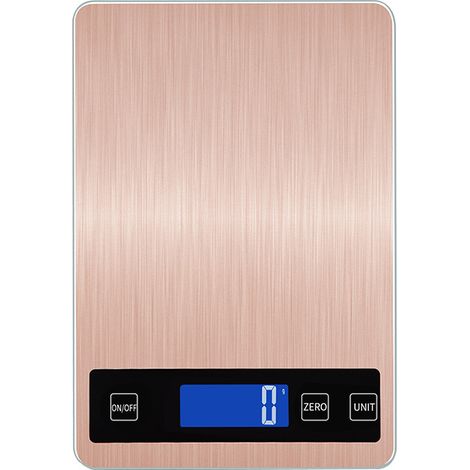 Balance de cuisine numérique, balance électronique à piles en acier inoxydable avec écran LCD, 10 kg/1 g, or rose-AquaForge (1/4)