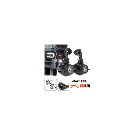 2x Feux LED longue portée + Antibrouillard - Performance+ - 40W - MOTO - QUAD - COMBO LIGHT - Aluminium - BW001