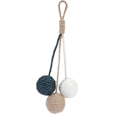 Balles amusantes pour chats, jouet interactif portable en sisal pour attraper et poursuivre, outil d'entraînement pour animaux de compagnie-Blue Beige White (1/5)