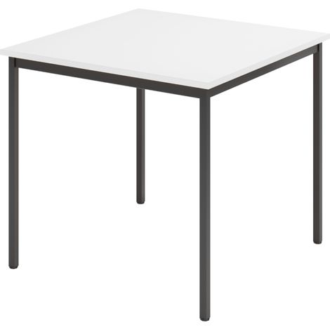 bümö Kantinentisch Serie-V Quadrat: 80x80 cm Weiß/Schwarz (1/5)
