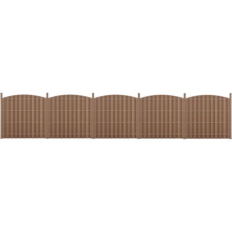 5 pezzi di recinzione barriera privacy frangivento legno composito wpc semicerchio arrotondato marrone 185 x 932 cm 030006596
