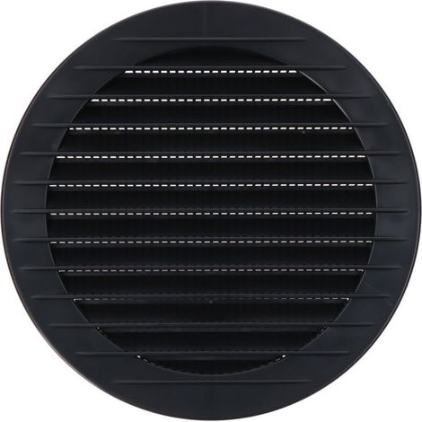 Grille de ventilation ronde encastrable avec moustiquaire fabriquée en ABS de couleur gris anthracite Ø12,5cm Ø15cm