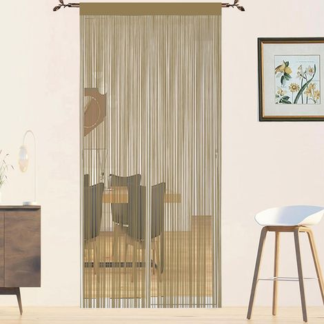 Rideau moustiquaire pour fenêtres, portes, cloisons de chambre, salon, placards (écru, 90 x 245 cm) (1/5)