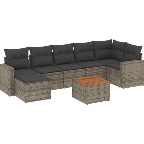 Maison Exclusive - Set Divano da Giardino 8 pz con Cuscini Grigio in Polyrattan (1/5)
